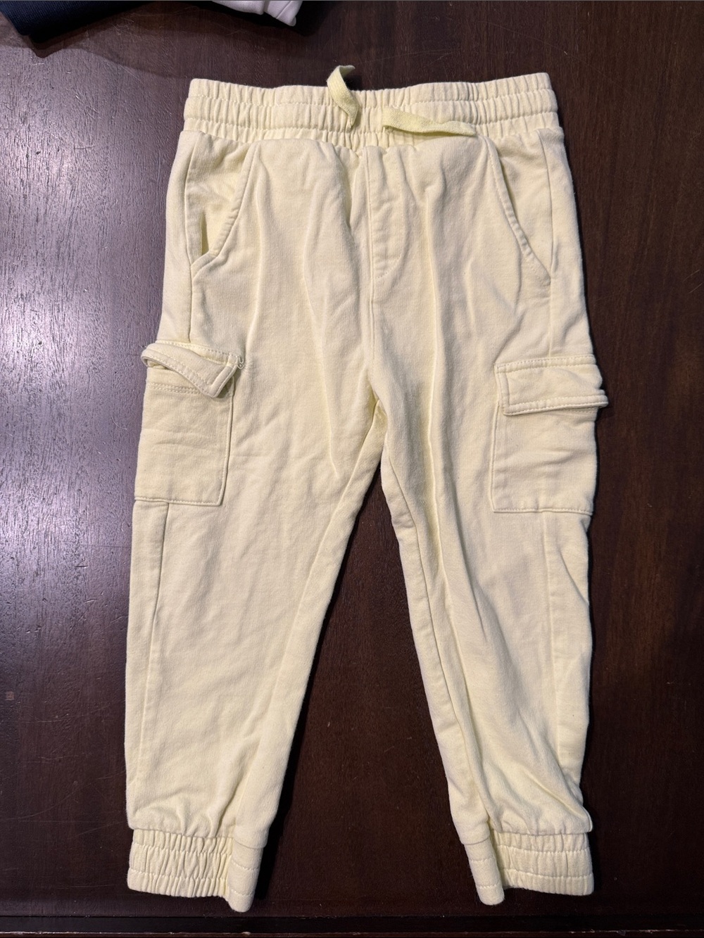 Miles the Label Kids Light Yellow Cargo Jogger Pants - Soft Elastic Waist 3T